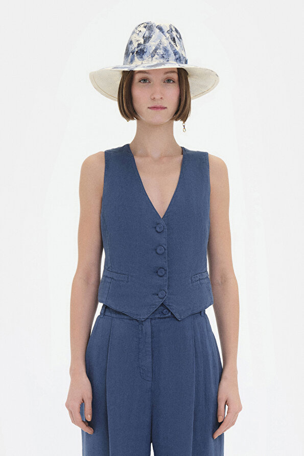 DARK BLUE V NECK VEST