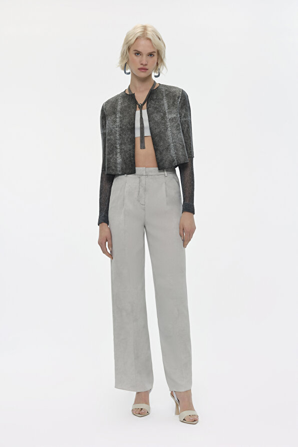 GREY WIDE LEG TROUSERS