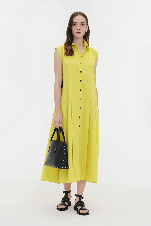 LIGHT YELLOW SLEEVELESS DRESS