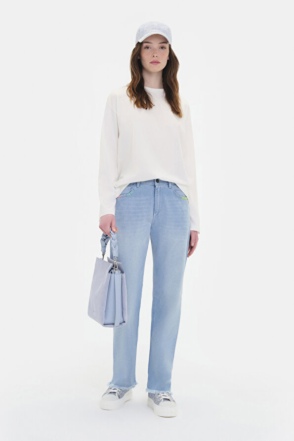 LIGHT BLUE STRAIGHT CUT TROUSERS