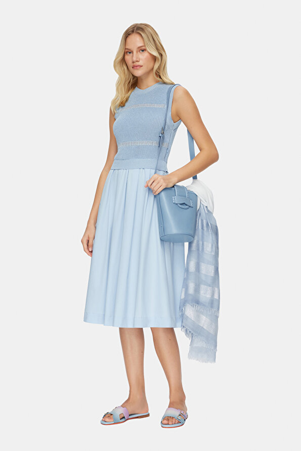 LIGHT BLUE SLEEVELESS MIDI DRESS