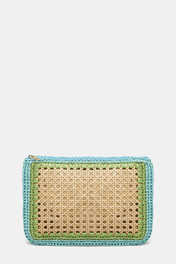 TURQUOISE RAFFIA BAG