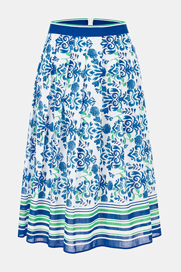 GREEN DESIGN FILLED MIDI SKIRT