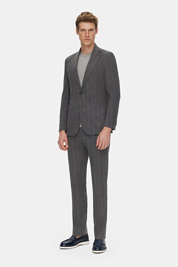 GRAY MELANGE WOOL POLYAMIDE SUIT