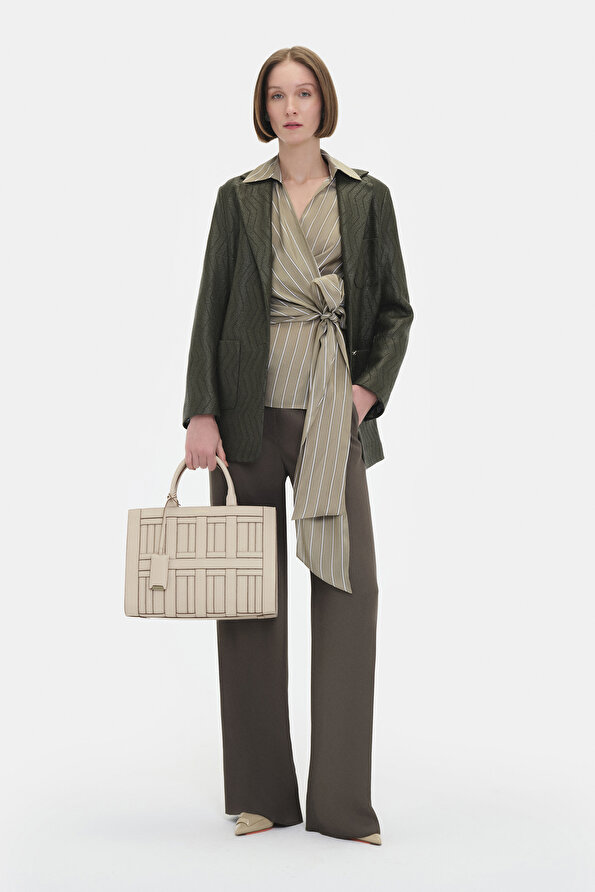 KHAKI STRAIGHT CUT TROUSERS