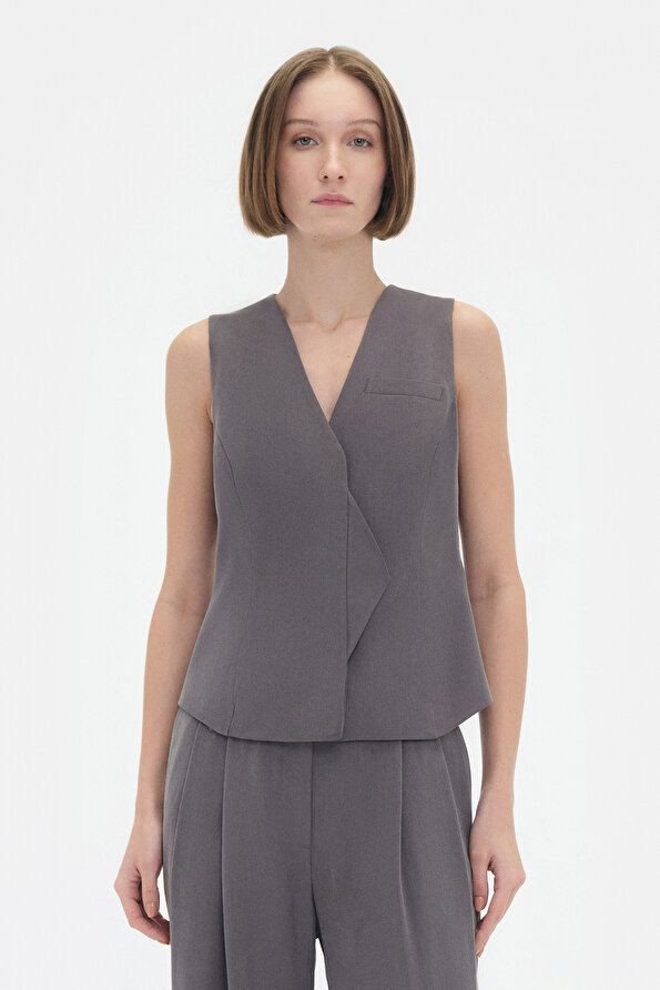 GREY V NECK VEST