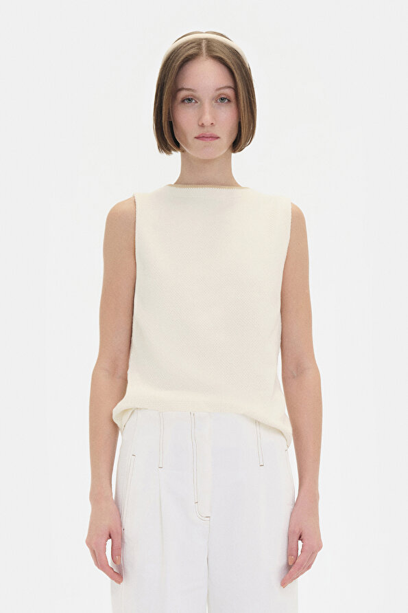 BEIGE BASIC / ROUND NECKLINE TRICOT JERSEY