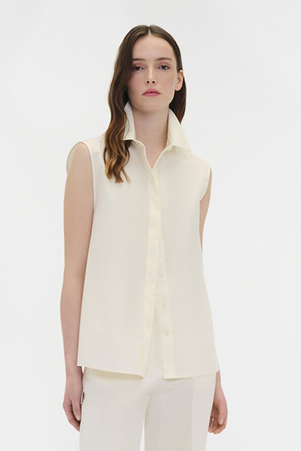 ECRU SLEEVELESS SHIRT