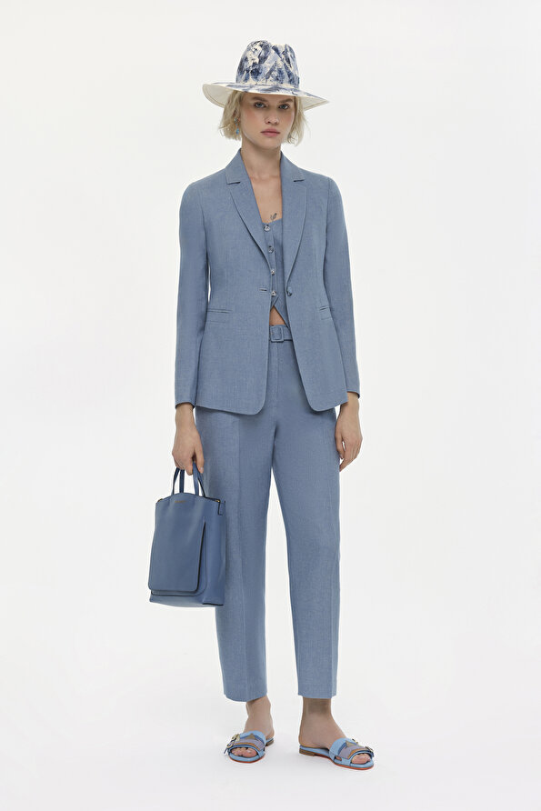 BLUE STRAIGHT CUT TROUSERS