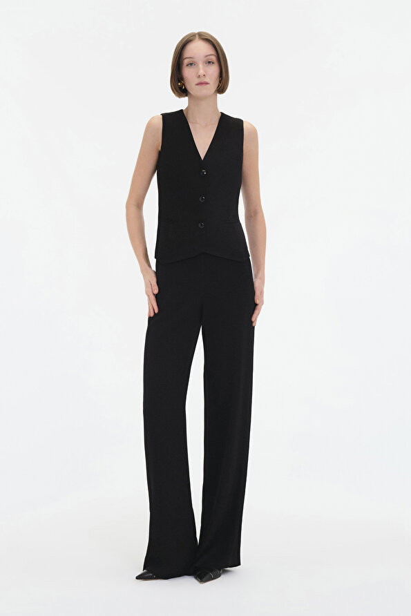 BLACK WIDE LEG TROUSERS