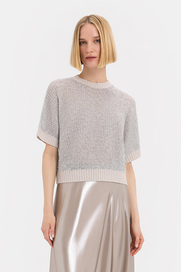 BEIGE BASIC / ROUND NECKLINE TRICOT JERSEY