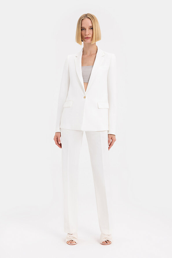WHITE STRAIGHT CUT TROUSERS