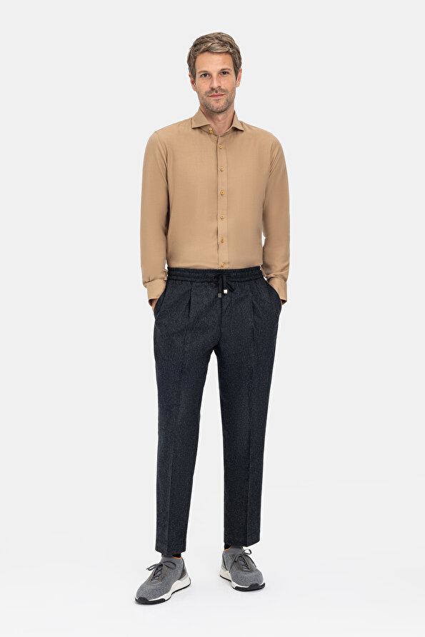 SMOKED PLAIN FLANNEL TROUSERS