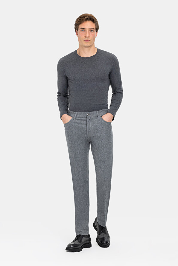 GREY PLAIN FLANNEL TROUSERS