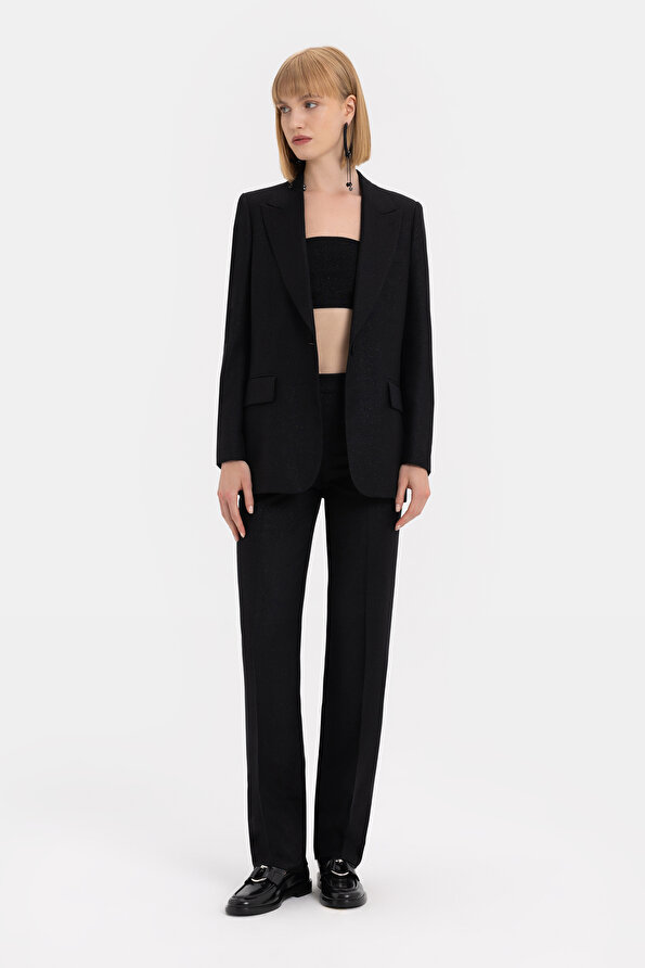 BLACK STRAIGHT CUT TROUSERS