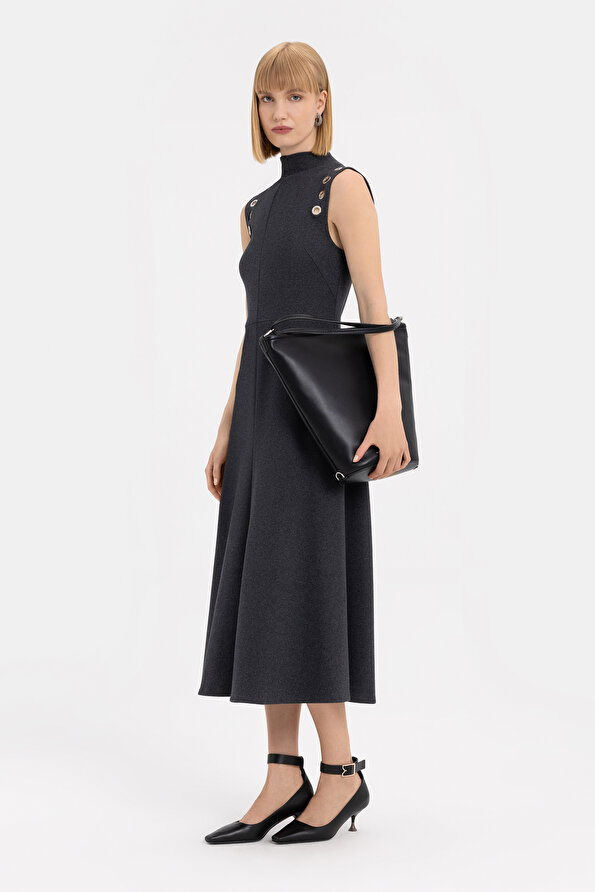 ANTHRACITE SLEEVELESS MIDI DRESS