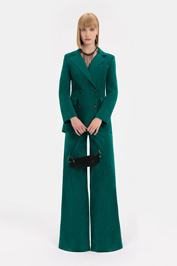 EMERALD GREEN SURPLICE NECKLINE (CROSS-OVER NECKLINE) JACKET