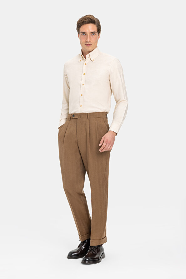 CAMEL HERRINGBONE TROUSERS