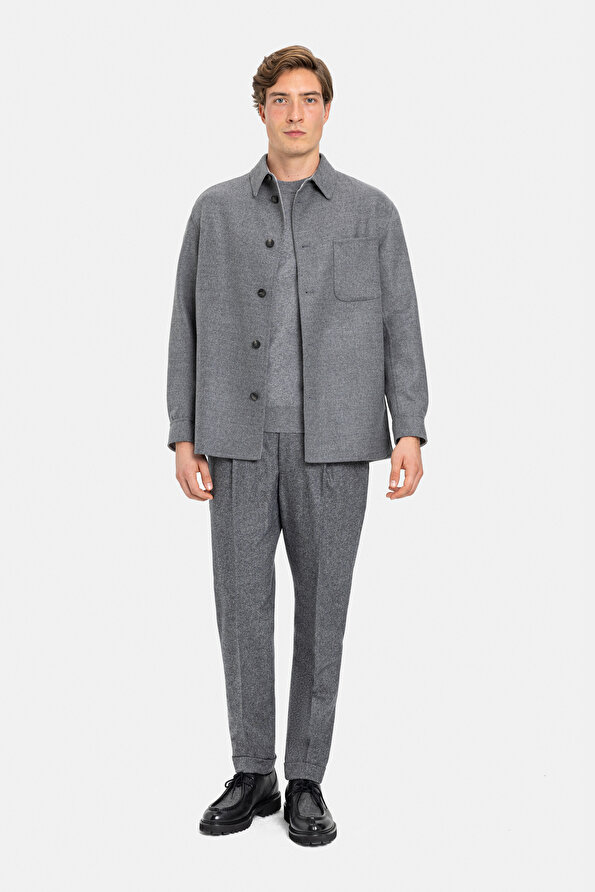 LIGHT GREY WOOL ELASTANE COAT