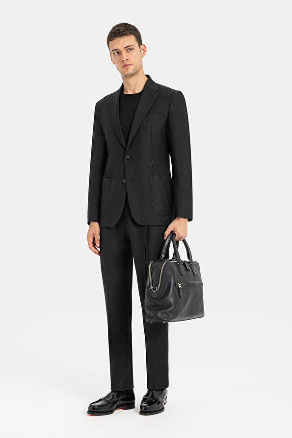 BLACK WOOL ELASTANE SUIT