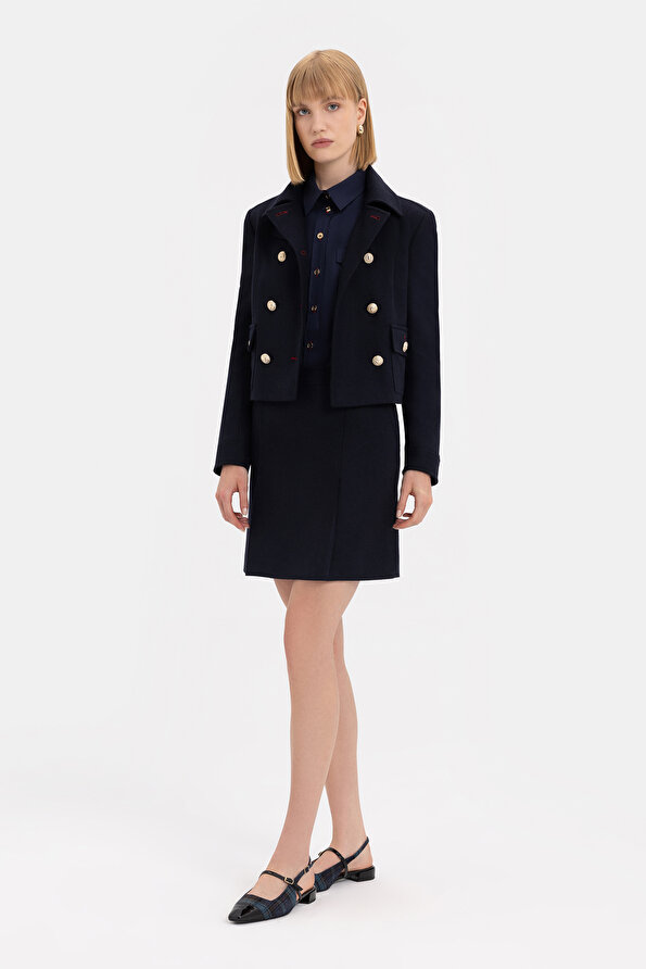 NAVY BLUE ABOVE THE KNEE SKIRT