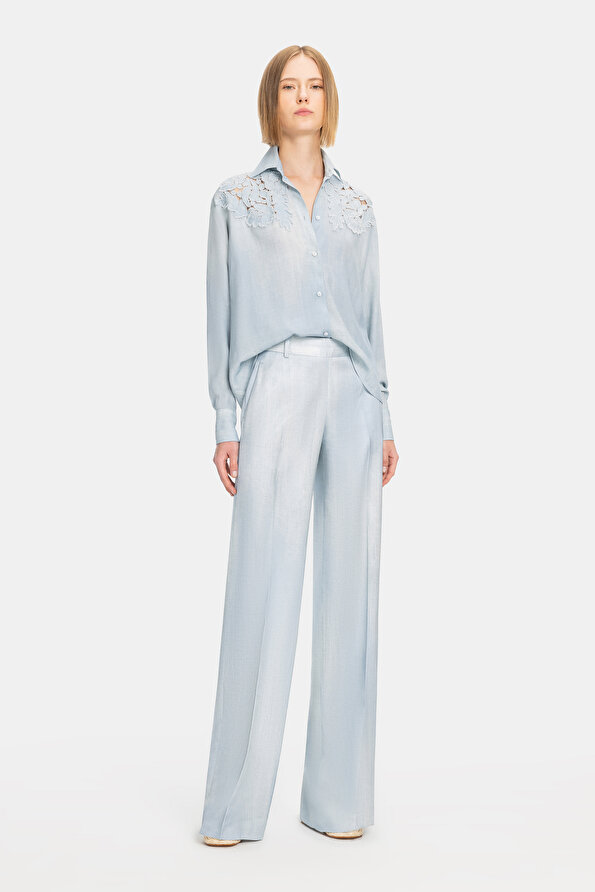 LIGHT BLUE WIDE LEG TROUSERS