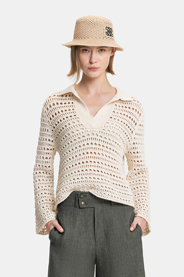 ECRU POLO NECK KNITWEAR