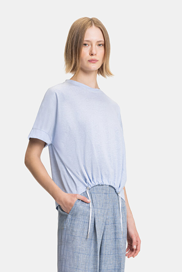 BLUE BASIC / ROUND NECKLINE SHORT SLEEVE TSHIRT