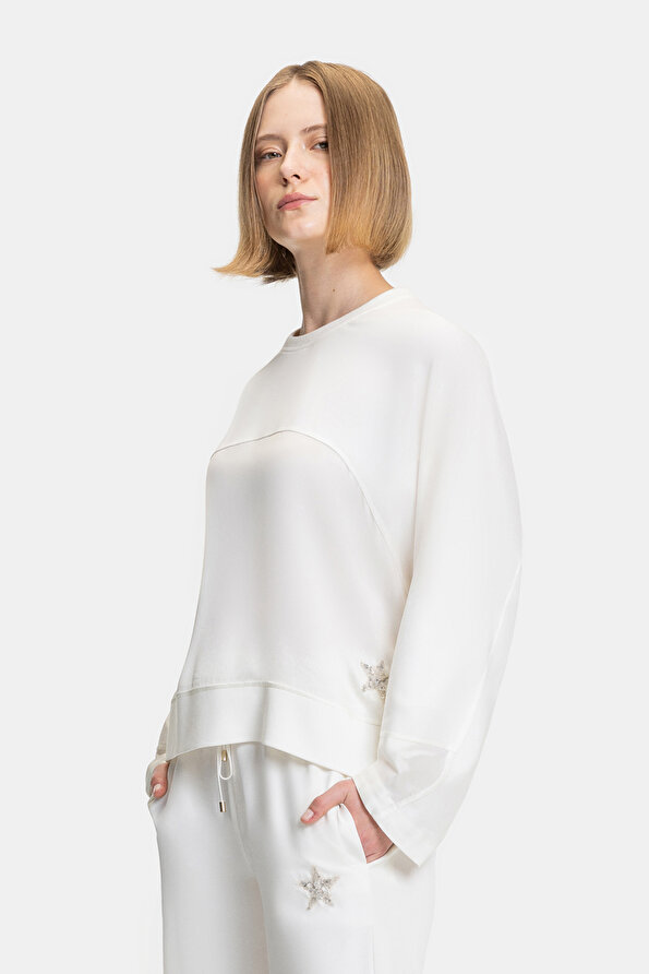 ECRU BASIC / ROUND NECKLINE SWEATSHIRT