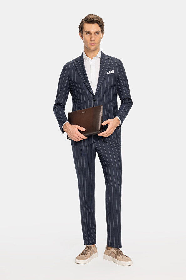 NAVY BLUE WOOL/SILK SUIT