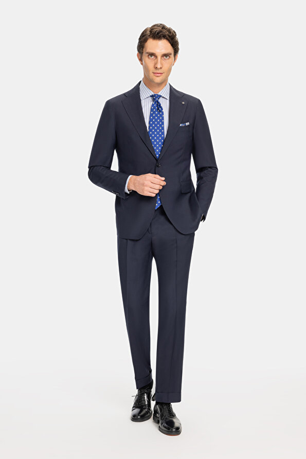 NAVY BLUE WOOL/SILK SUIT