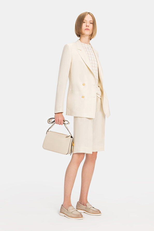 CREAM SURPLICE NECKLINE (CROSS-OVER NECKLINE) JACKET