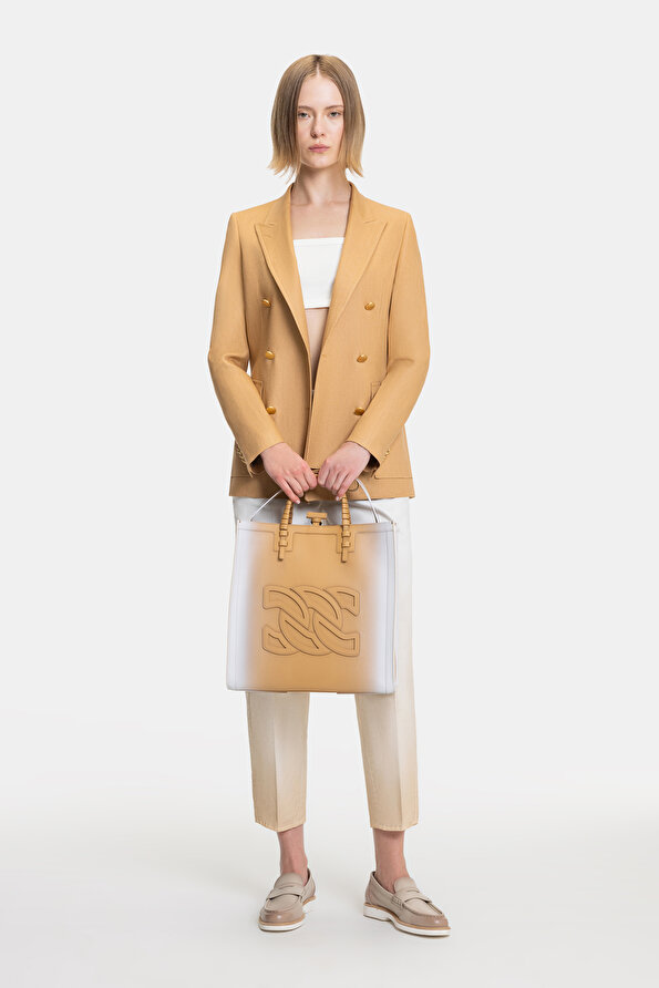 CAMEL SURPLICE NECKLINE (CROSS-OVER NECKLINE) JACKET