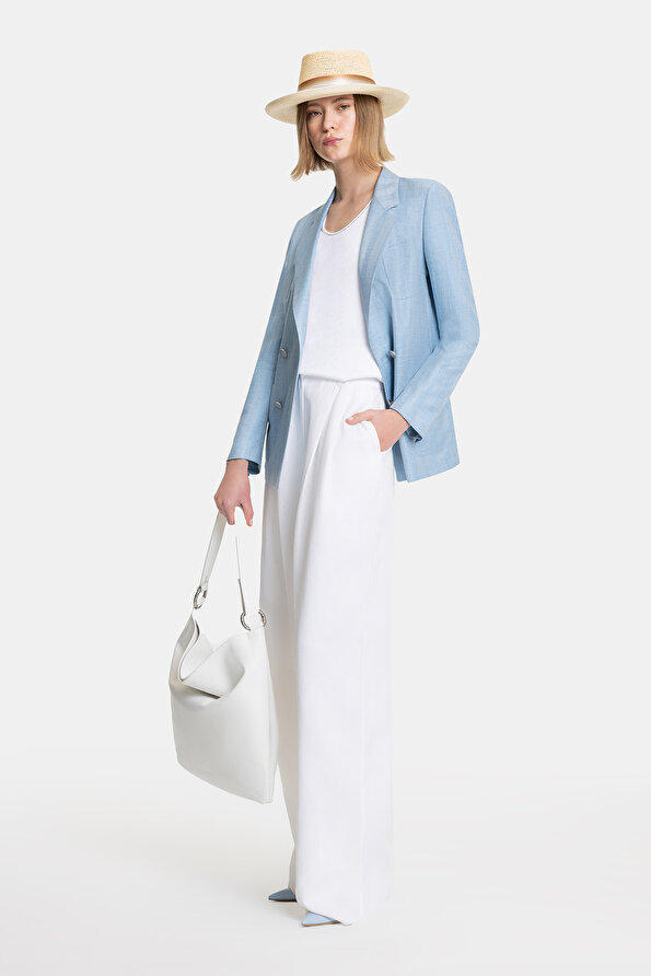 BLUE SURPLICE NECKLINE (CROSS-OVER NECKLINE) JACKET