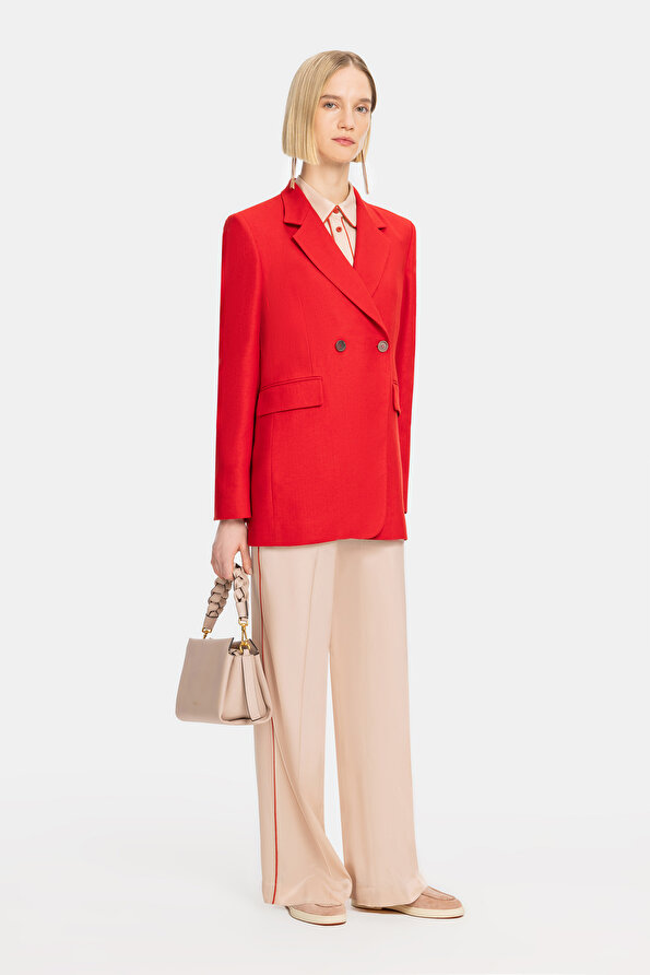 RED SURPLICE NECKLINE (CROSS-OVER NECKLINE) JACKET