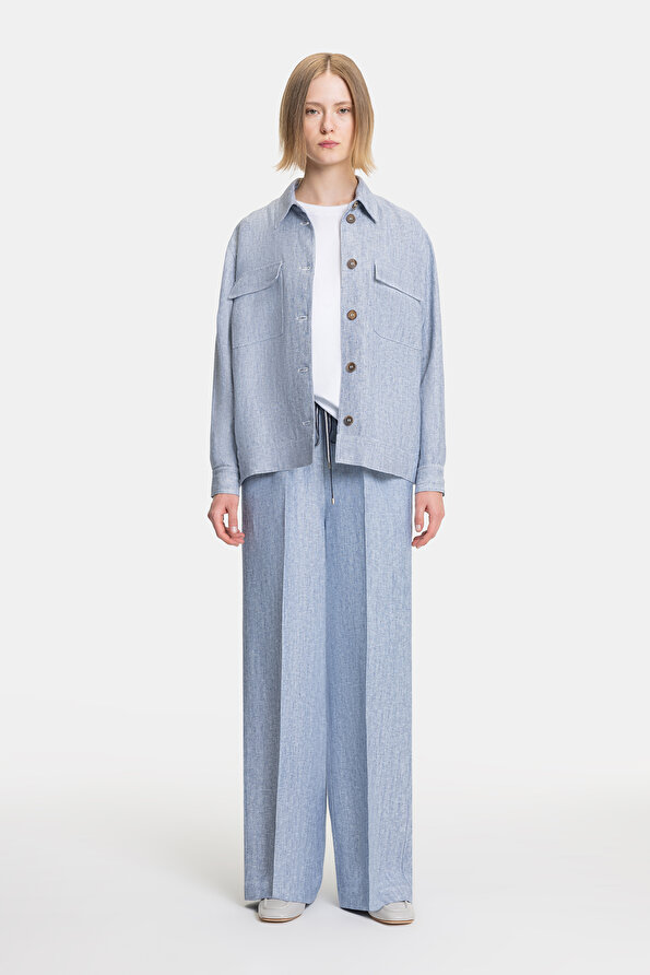 LIGHT BLUE WIDE LEG TROUSERS