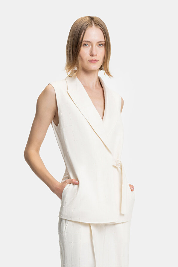 ECRU SURPLICE NECKLINE (CROSS-OVER NECKLINE) VEST