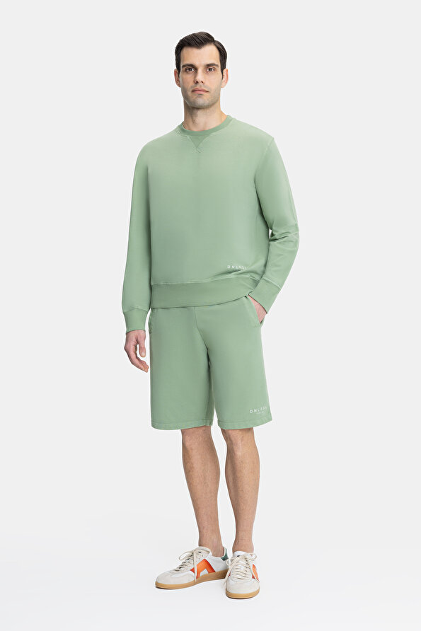 GREEN COTTON ELASTANE SHORTS