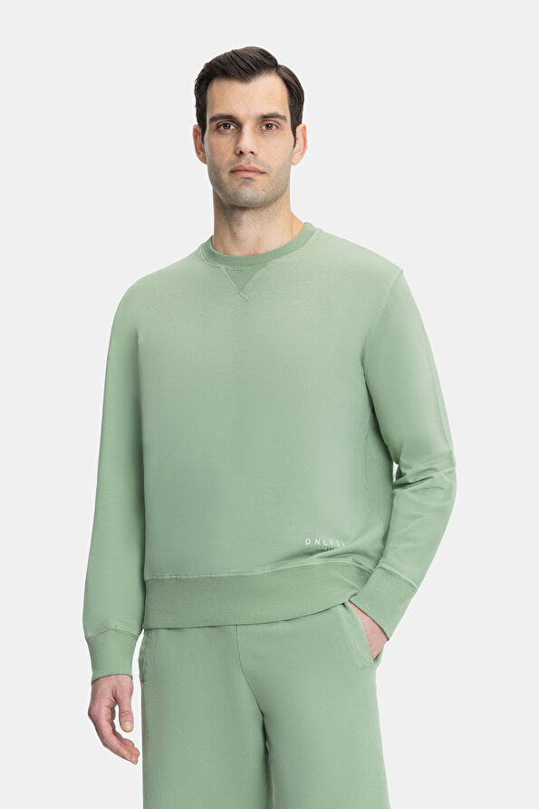 GREEN BASIC / ROUND NECKLINE SWEATSHIRT