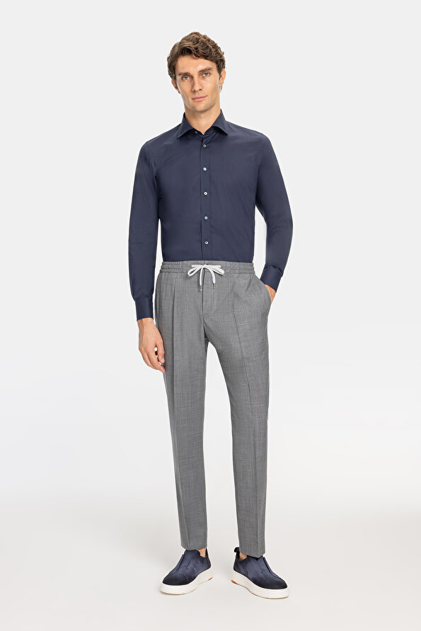 GRAY MELANGE TROUSERS