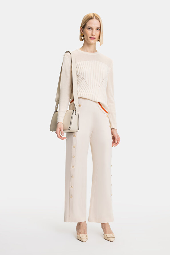 ECRU WIDE LEG TROUSERS