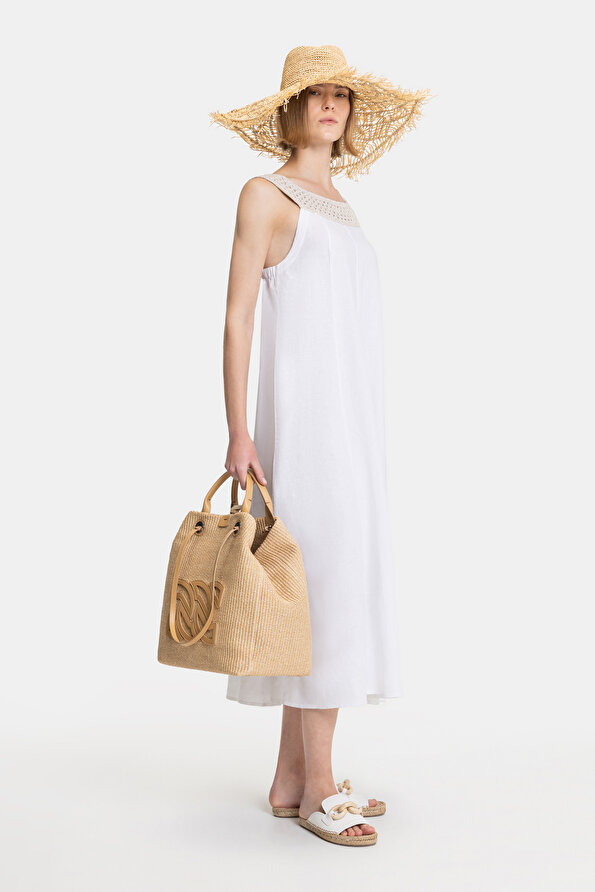 BEIGE SLEEVELESS DRESS