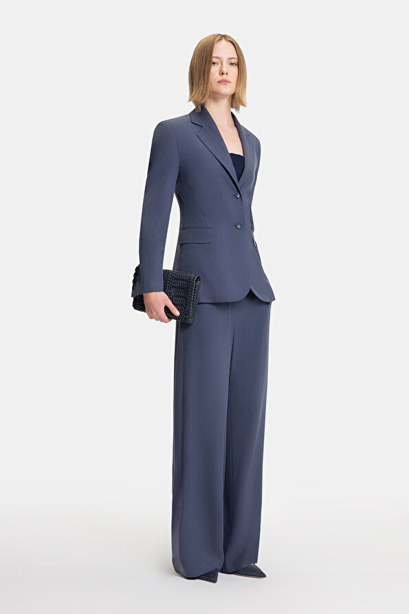 NAVY BLUE WIDE LEG TROUSERS