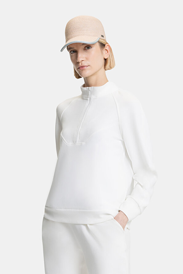 ECRU UPRIGHT COLLAR SWEATSHIRT