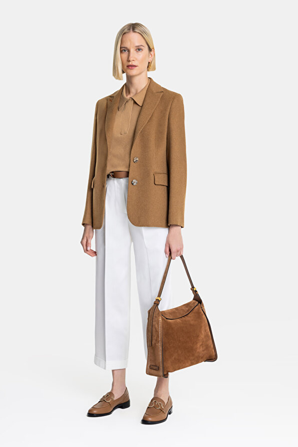 CAMEL SURPLICE NECKLINE (CROSS-OVER NECKLINE) JACKET