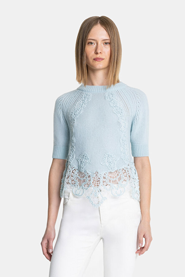 BLUE BASIC / ROUND NECKLINE TRICOT