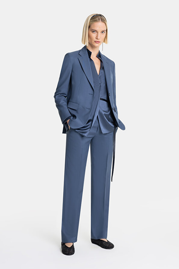 BLUE STRAIGHT CUT TROUSERS