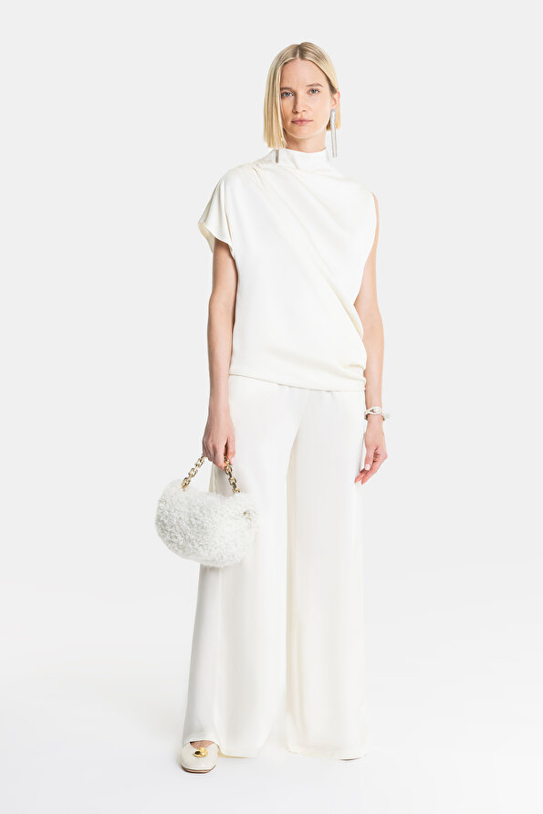 ECRU WIDE LEG TROUSERS