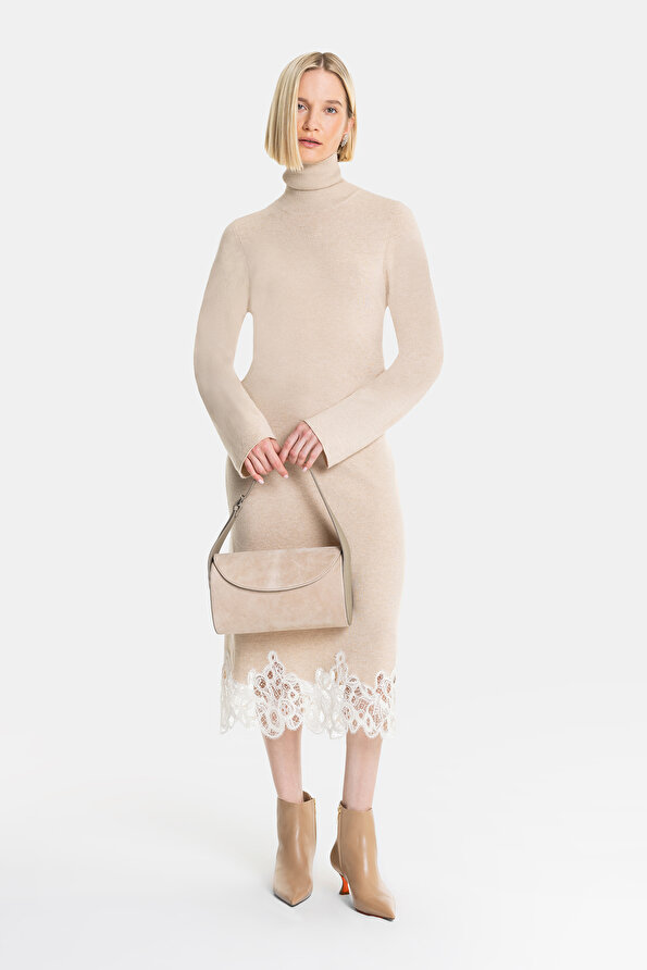 ECRU LONG SLEEVE MIDI DRESS