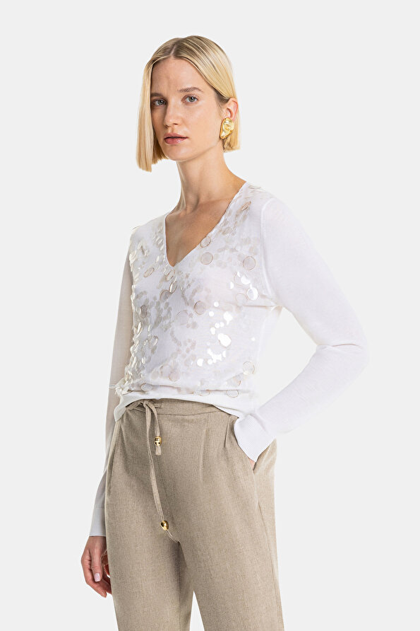 ECRU V NECK TRICOT
